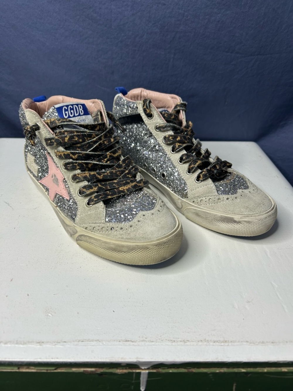 RARE Golden Goose Mid Star Glitter Upper MidTop Sneakers Size 37 EU/ 7 US Womens